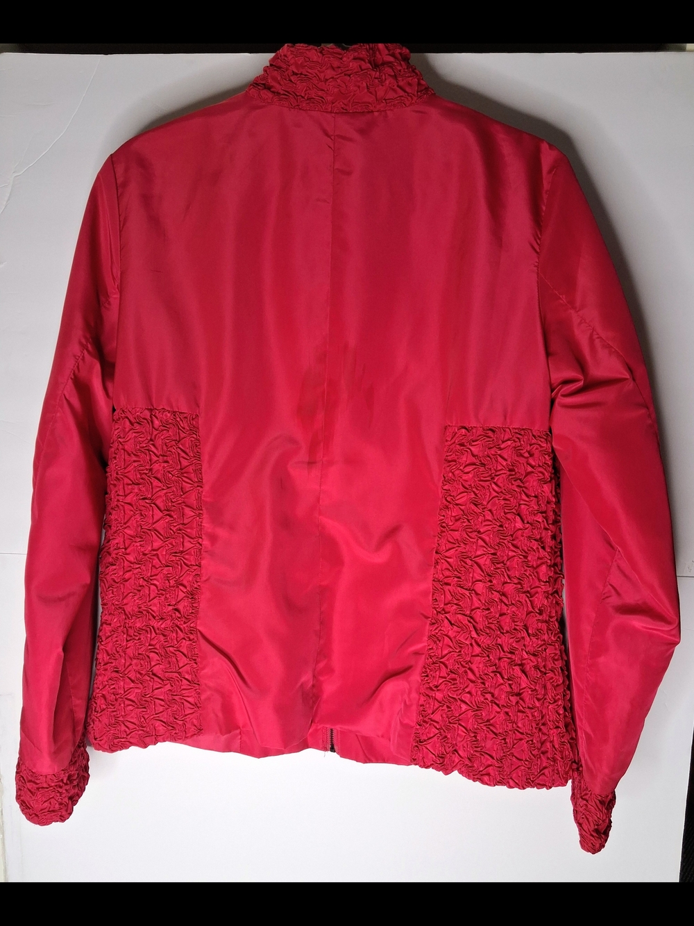 ZOE D. FUCHSIA PINK RUFFLE RAIN JACKET